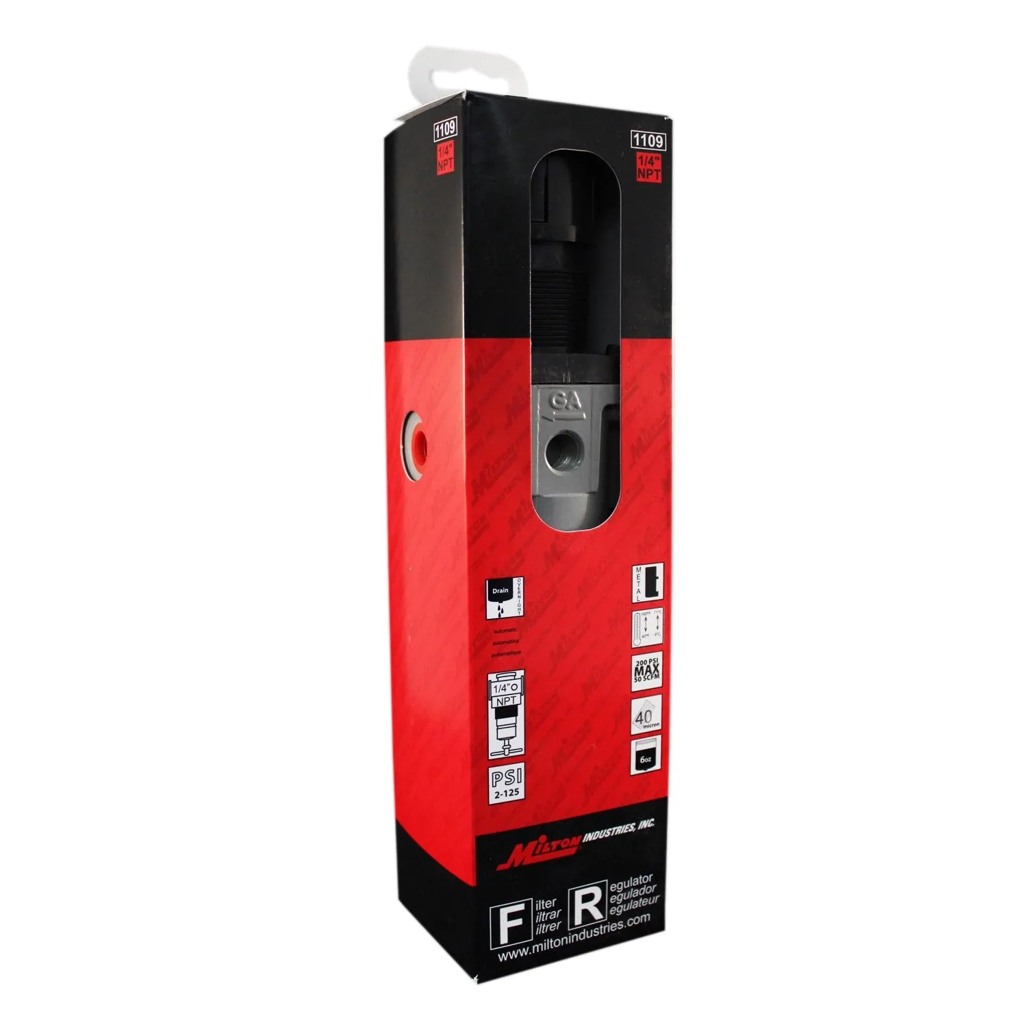 1/4" NPT Metal Piggyback Filter Regulator