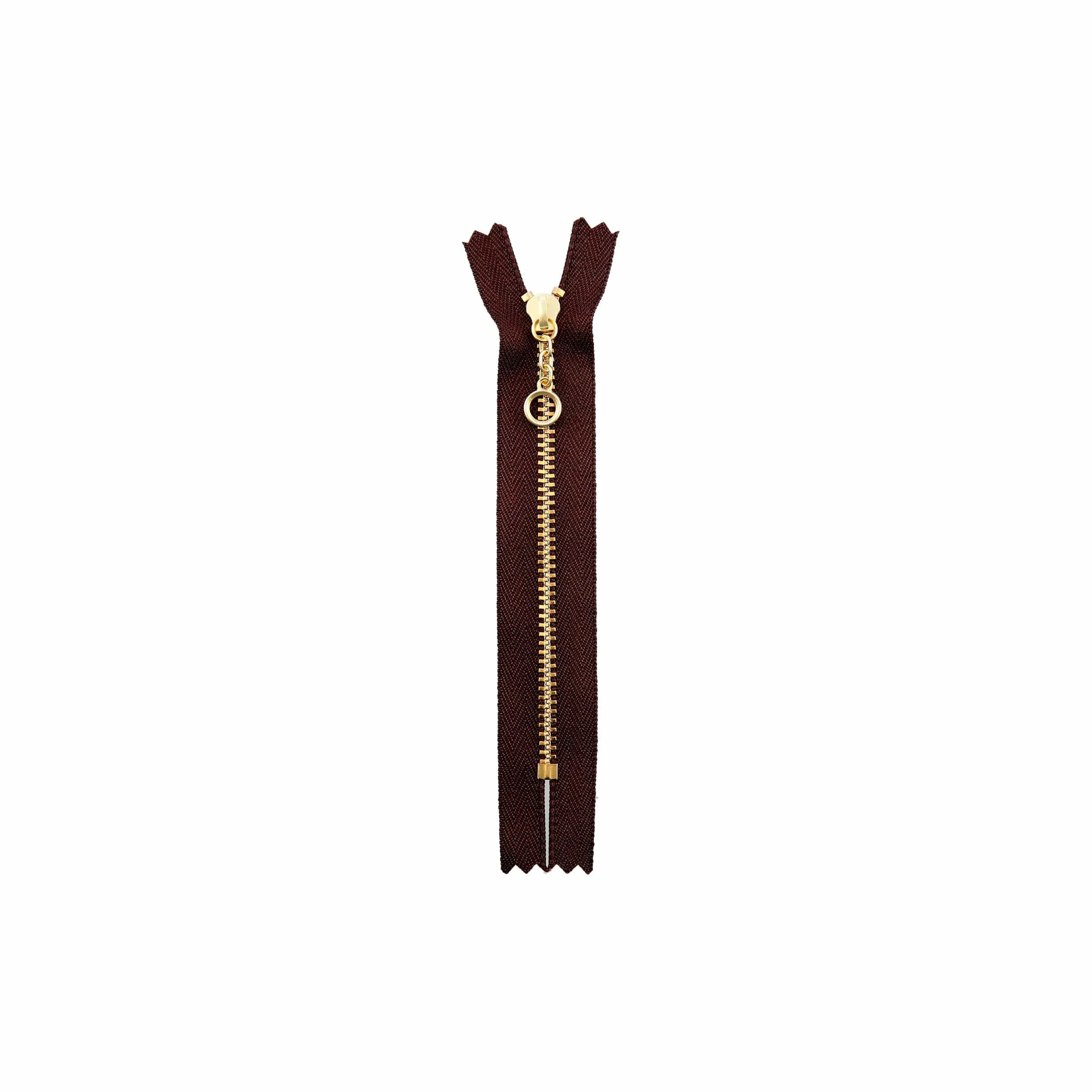 #3 Metal, Brown, 5" YKK Closed End Handbag Zipper with Brass Teeth, #451-5-BRO