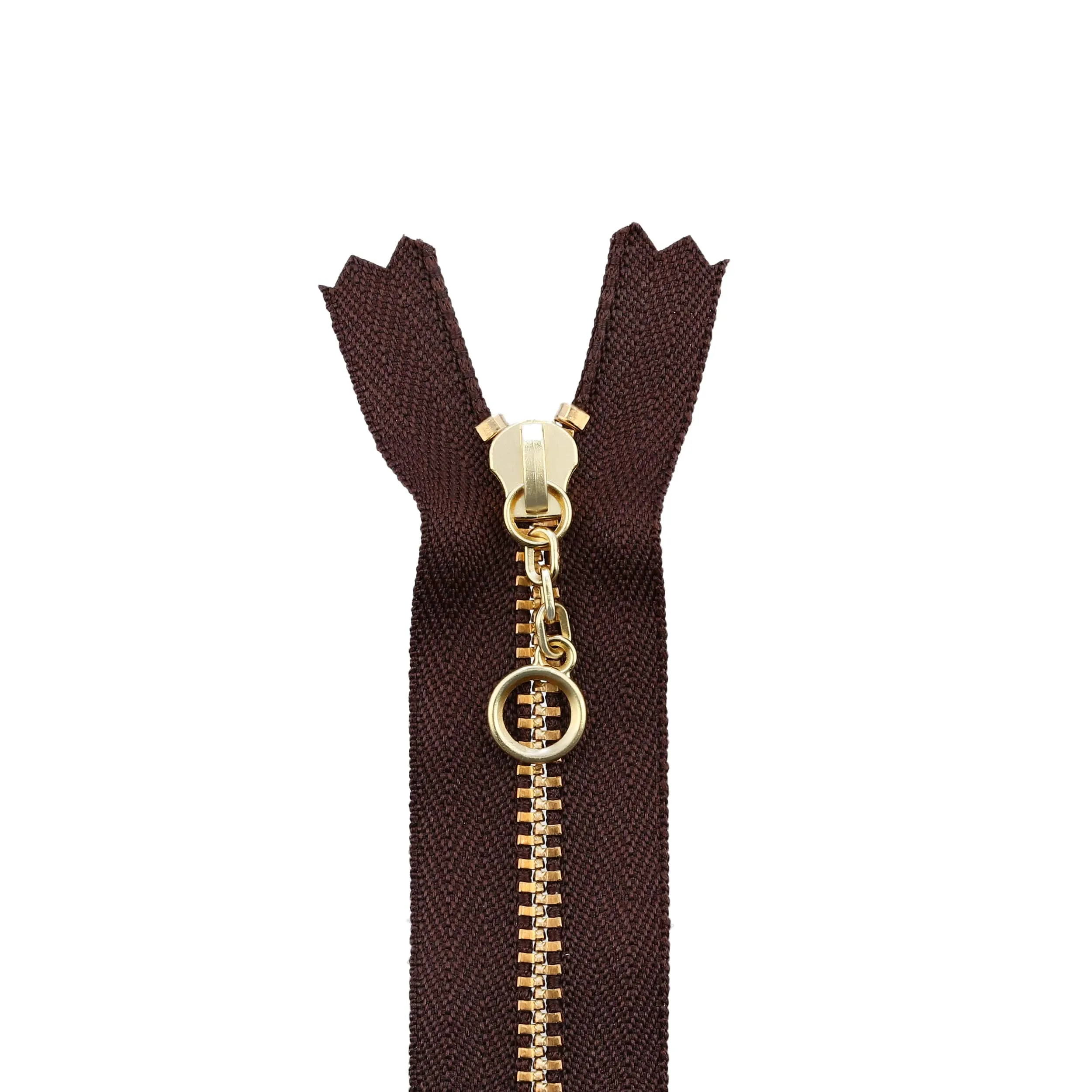 #3 Metal, Brown, 5" YKK Closed End Handbag Zipper with Brass Teeth, #451-5-BRO