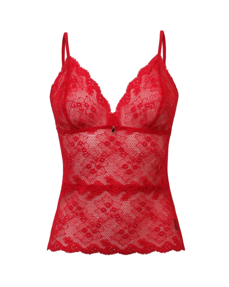 3518 Red Lace Cami & Shorts Set