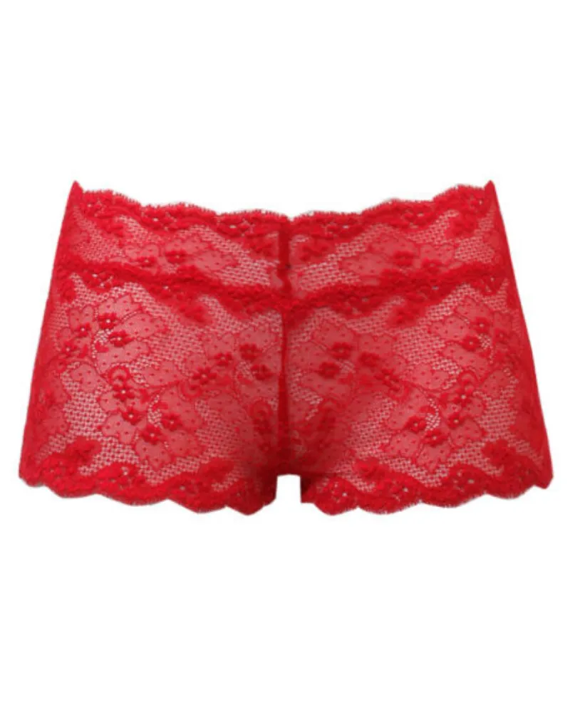 3518 Red Lace Cami & Shorts Set