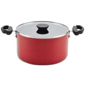 6-Qt. Neat Nest Space-Saving Aluminum Nonstick Saucepot Red