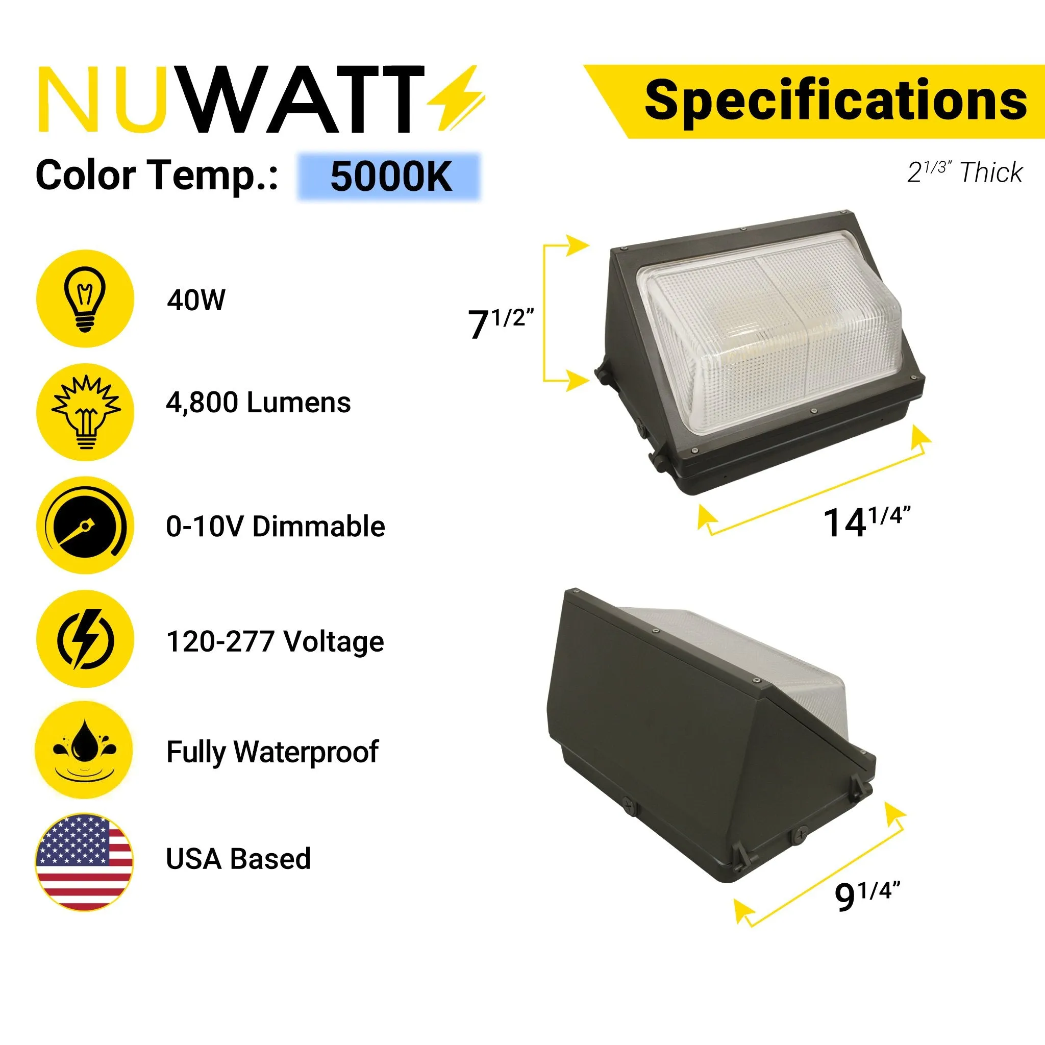 60W Outdoor Wall Pack Lights LED Commercial Wall Pack Lighting with Dusk to Dawn Photocell Light Sensor - HID Replacement - Weatherproof - 4 Pack