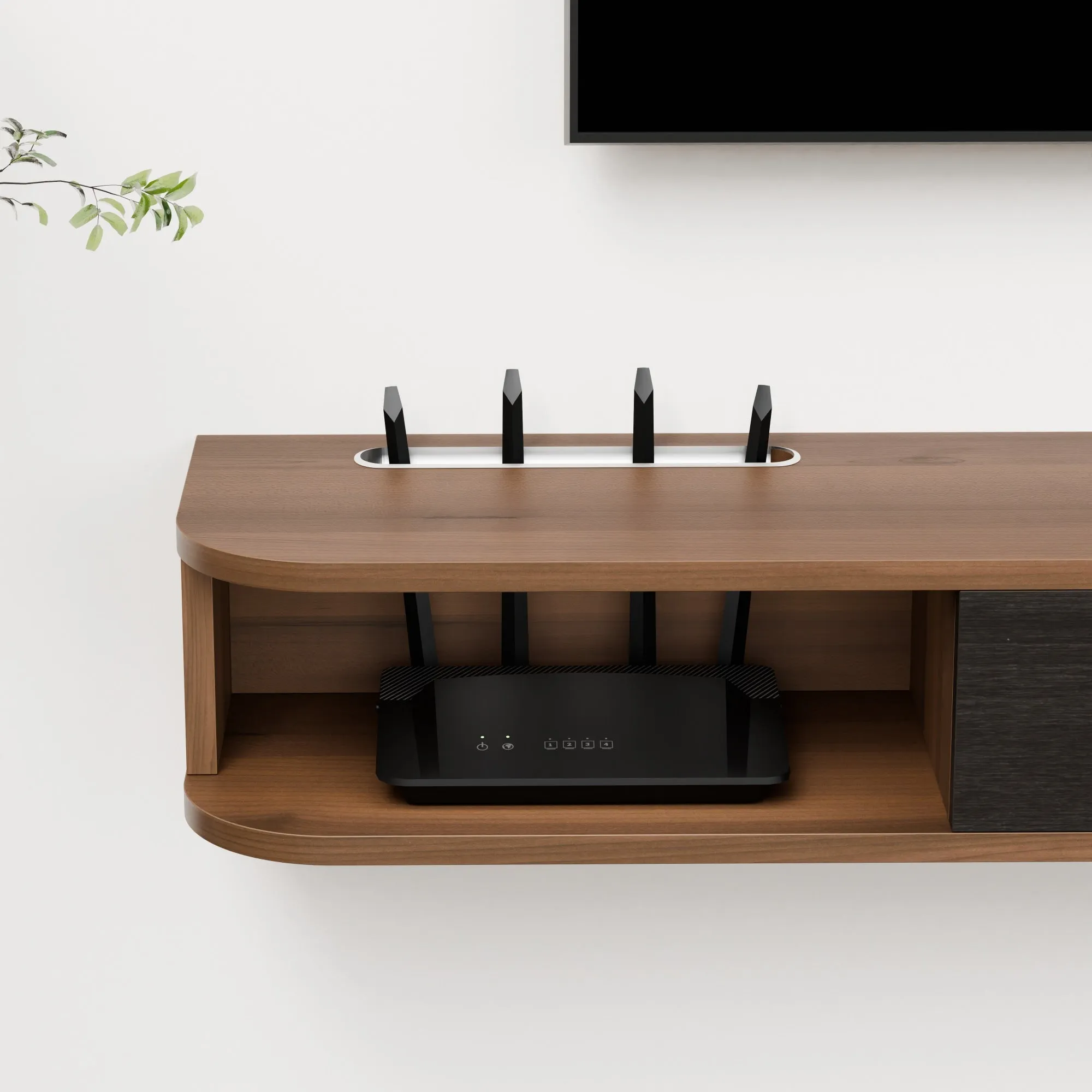 70" Eclan Floating TV Stand, Walnut