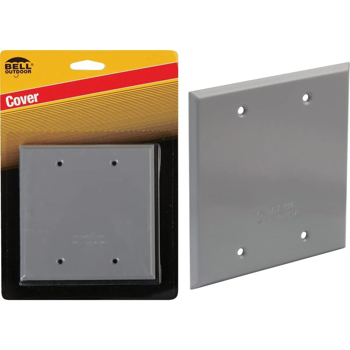 Bell 2-Gang Square Aluminum Gray Blank Weatherproof Outdoor Box Cover