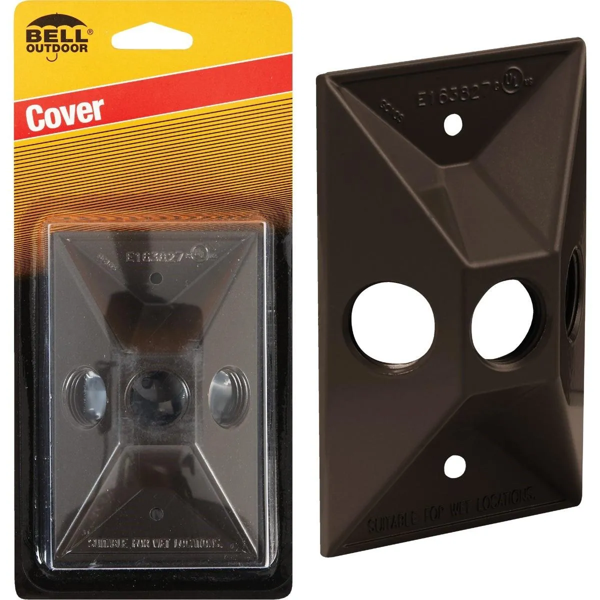 Bell 3-Outlet Rectangular Zinc Bronze Cluster Weatherproof Outdoor Box Cover