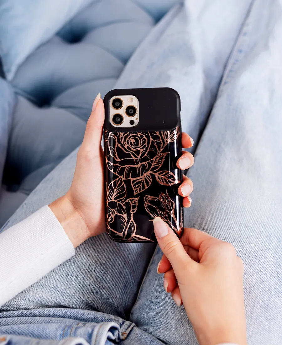 Black & Gold Metallic Floral Ultra Battery Case