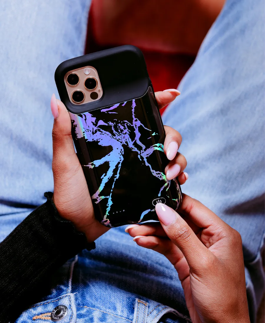 Black Holo Marble Ultra Battery Case