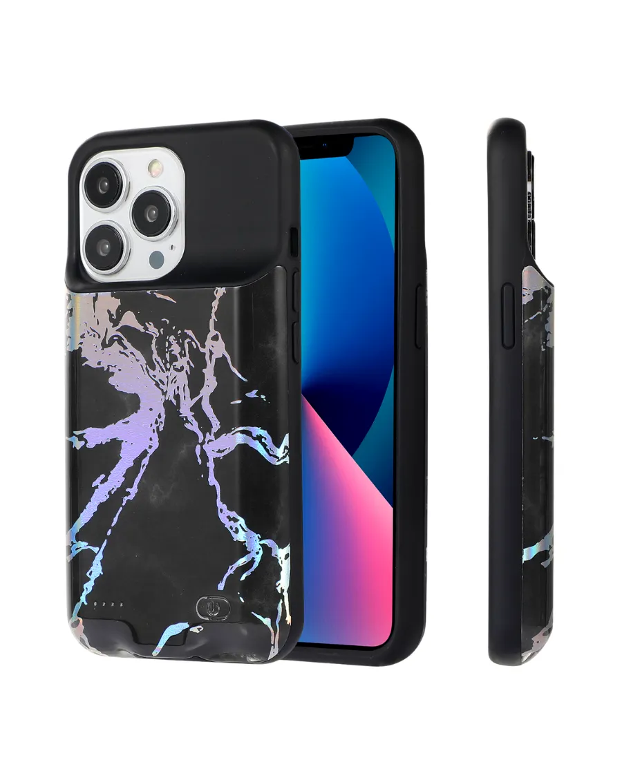 Black Holo Marble Ultra Battery Case
