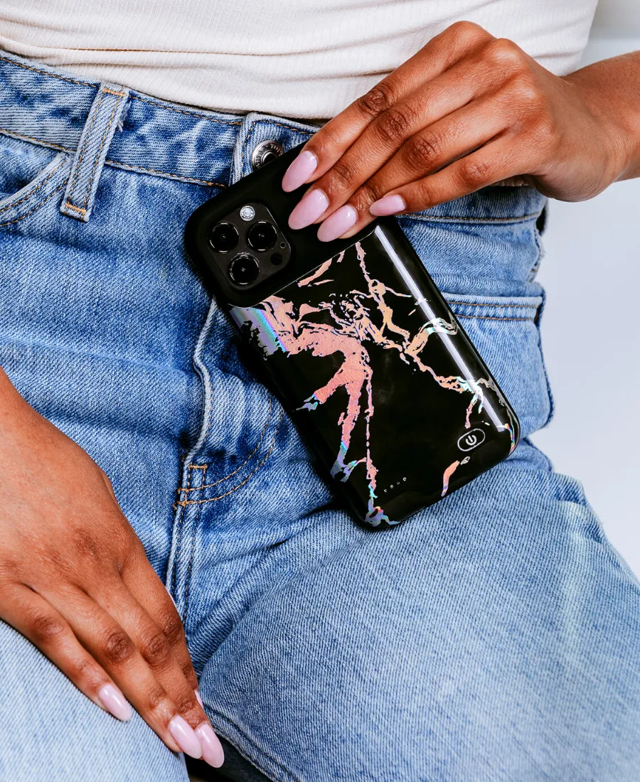 Black Holo Marble Ultra Battery Case