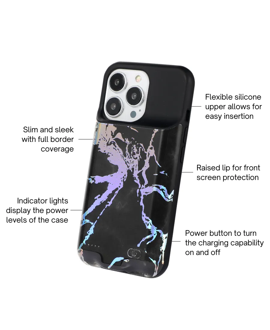 Black Holo Marble Ultra Battery Case