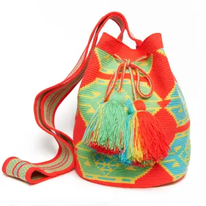Bright Pink and Neon Ethnic Cotton Cartagena Mochila Tassel Bag