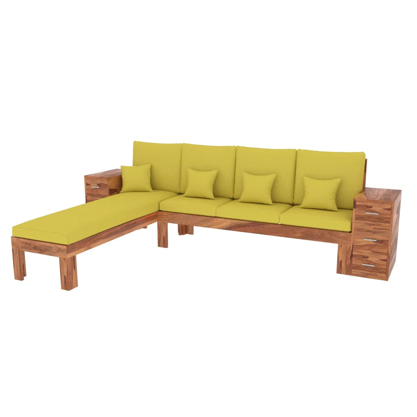 Bumblebere Yellow 6 Seater Long Wooden Premium Guest Sofa
