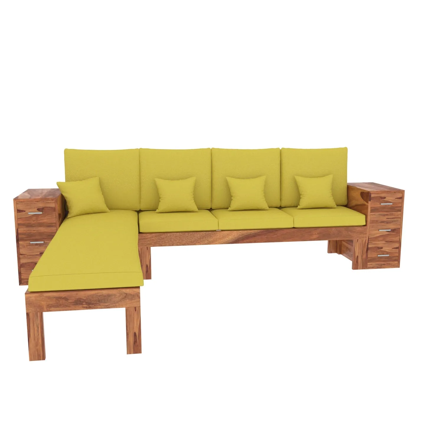 Bumblebere Yellow 6 Seater Long Wooden Premium Guest Sofa