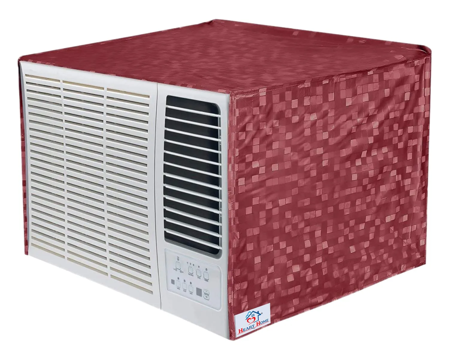 Heart Home PVC Check Print Dustproof Window A/C Cover for Outdoor for 1.5 Ton (Pink) 54HH3900.