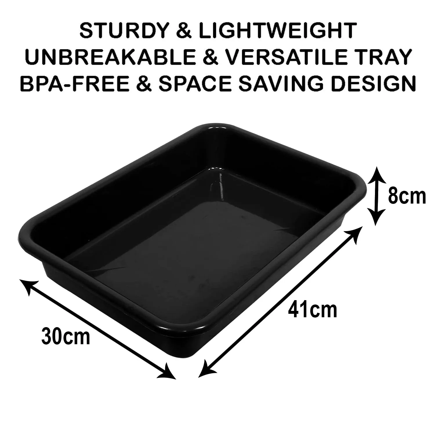 Heart Home Storage Tray | Versatile Plastic Stationery Tray for Desk | Tray for Kitchen Counter | File | Document Storage Tray for office Use | Exel Tray Large | Pack of 3 | Black