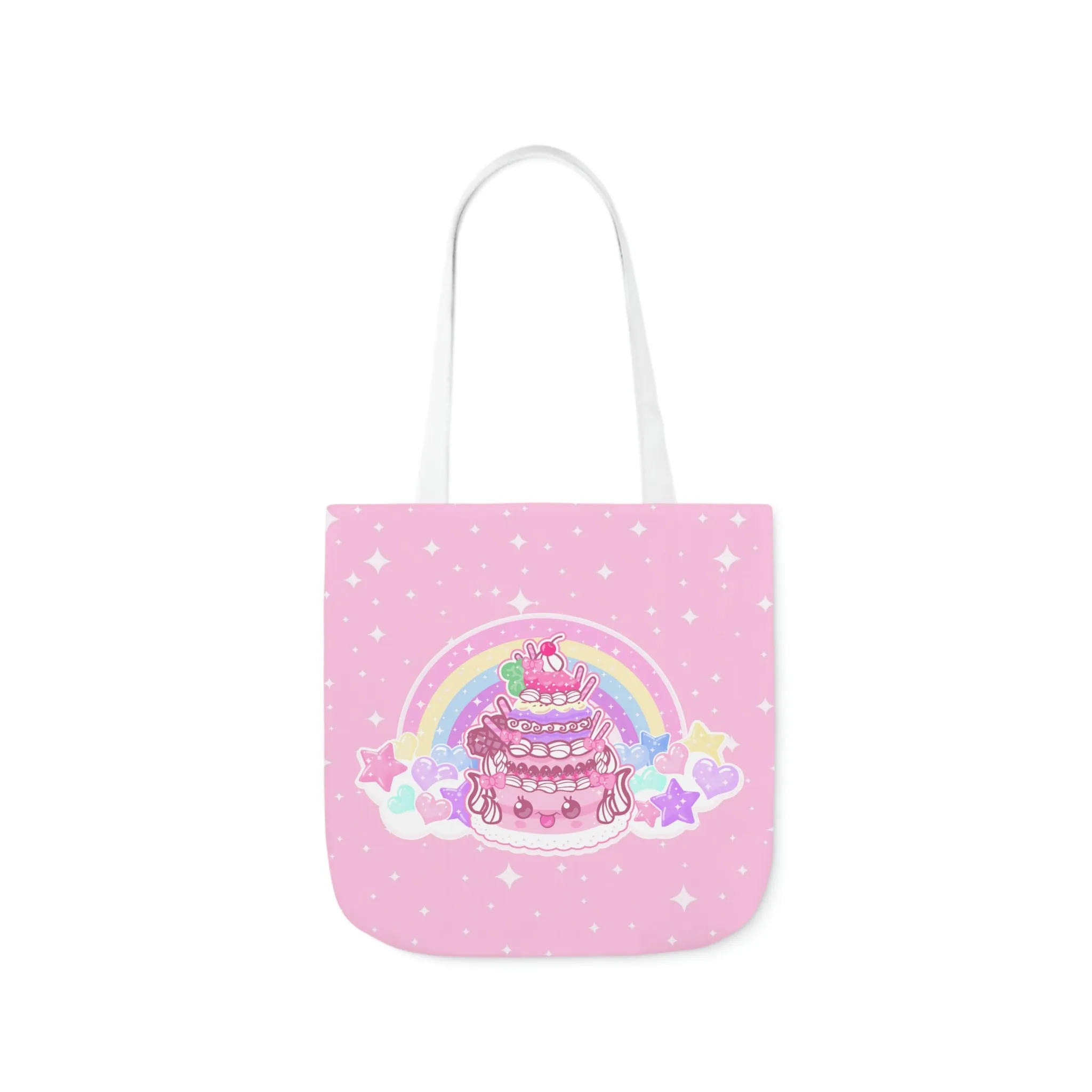Kawaii Sparkle Cake Polyester Canvas Tote Bag