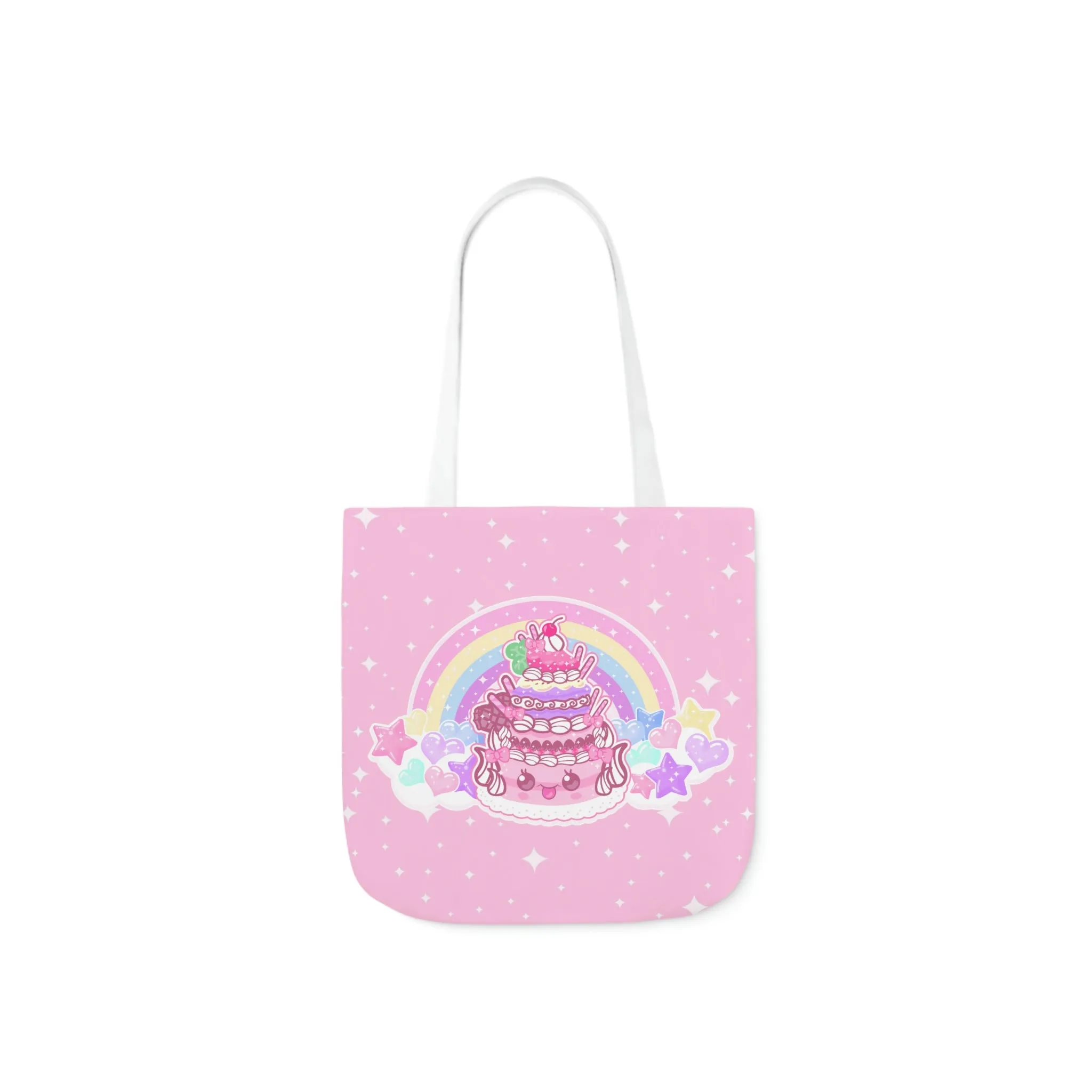 Kawaii Sparkle Cake Polyester Canvas Tote Bag