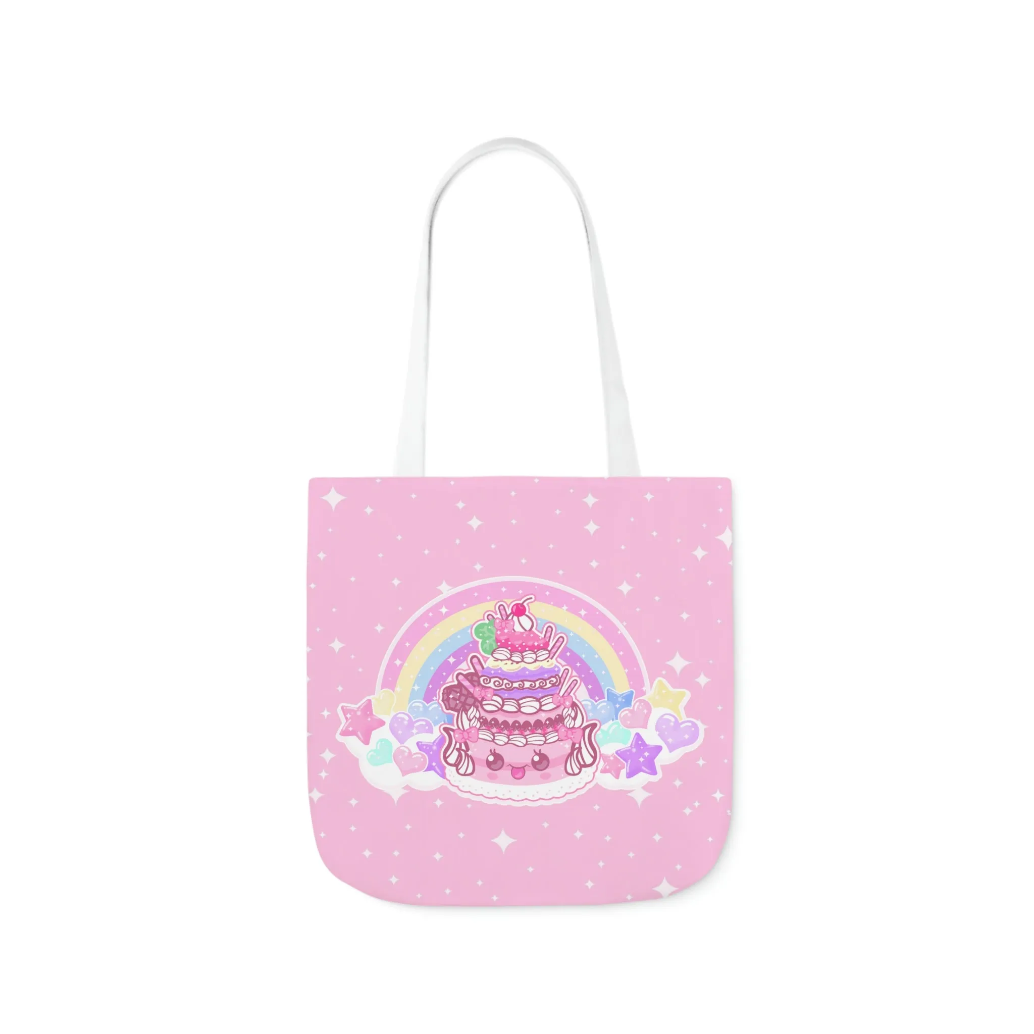 Kawaii Sparkle Cake Polyester Canvas Tote Bag