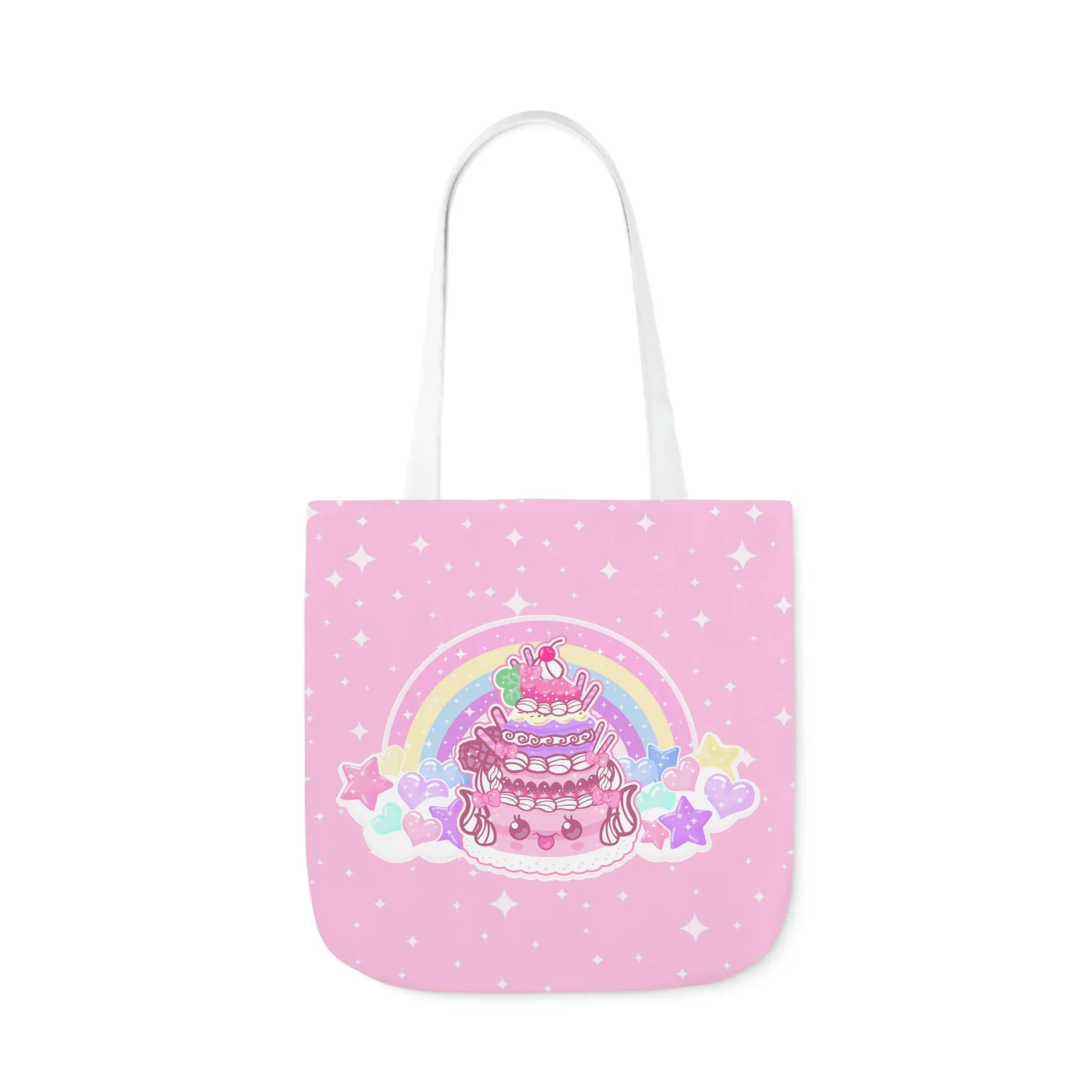 Kawaii Sparkle Cake Polyester Canvas Tote Bag