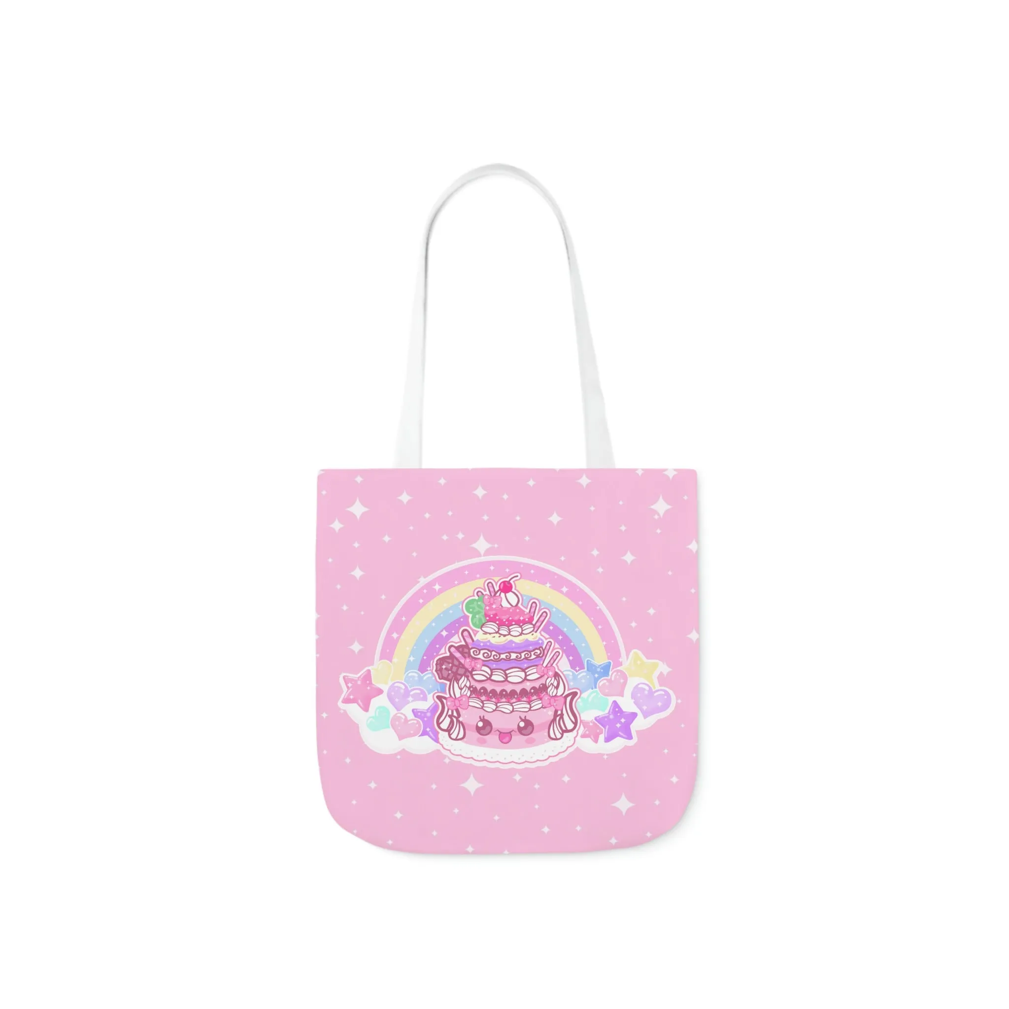 Kawaii Sparkle Cake Polyester Canvas Tote Bag
