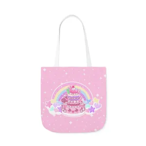 Kawaii Sparkle Cake Polyester Canvas Tote Bag