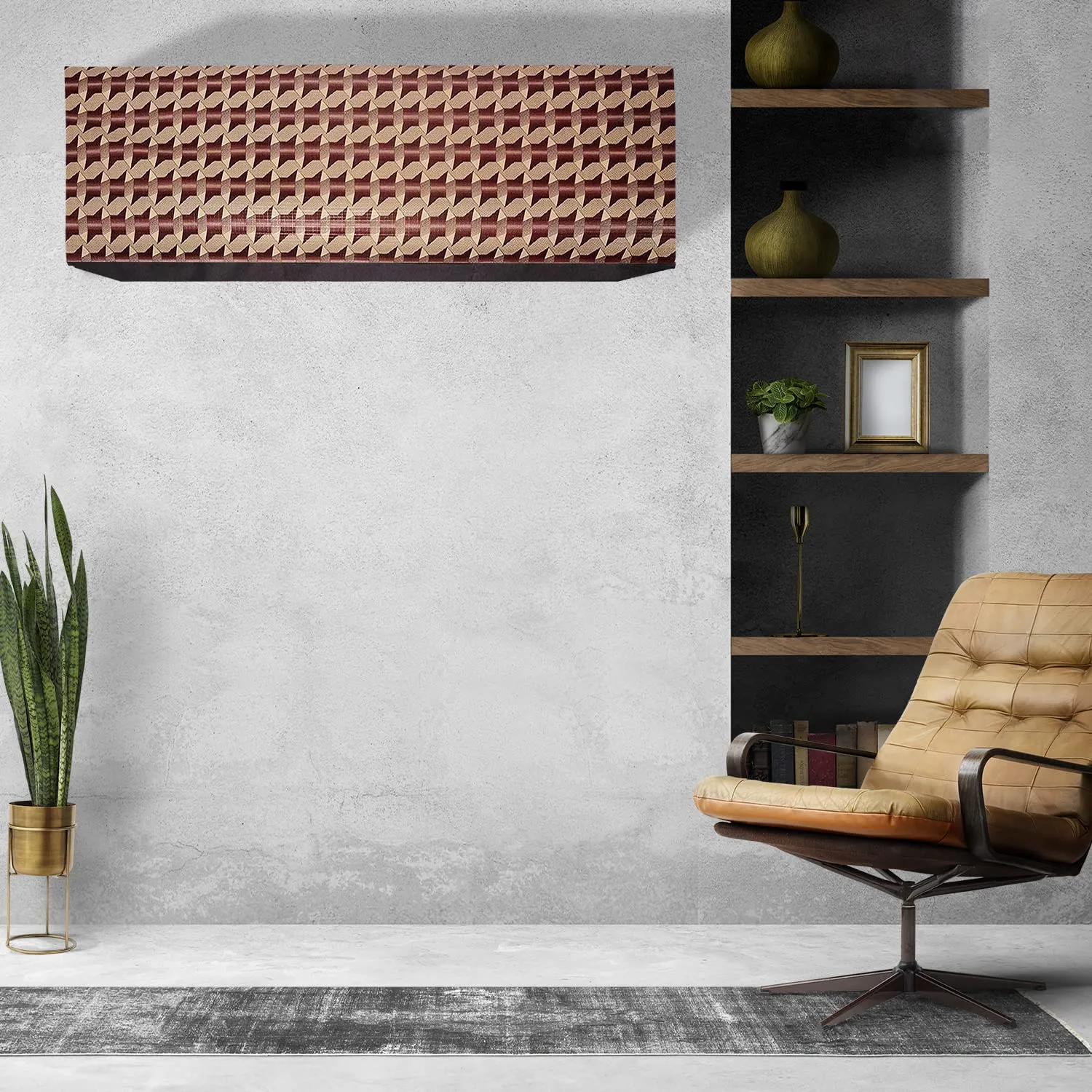 Kuber Industries PVC 2 Piece Indoor and Outdoor AC Cover Set - Brown