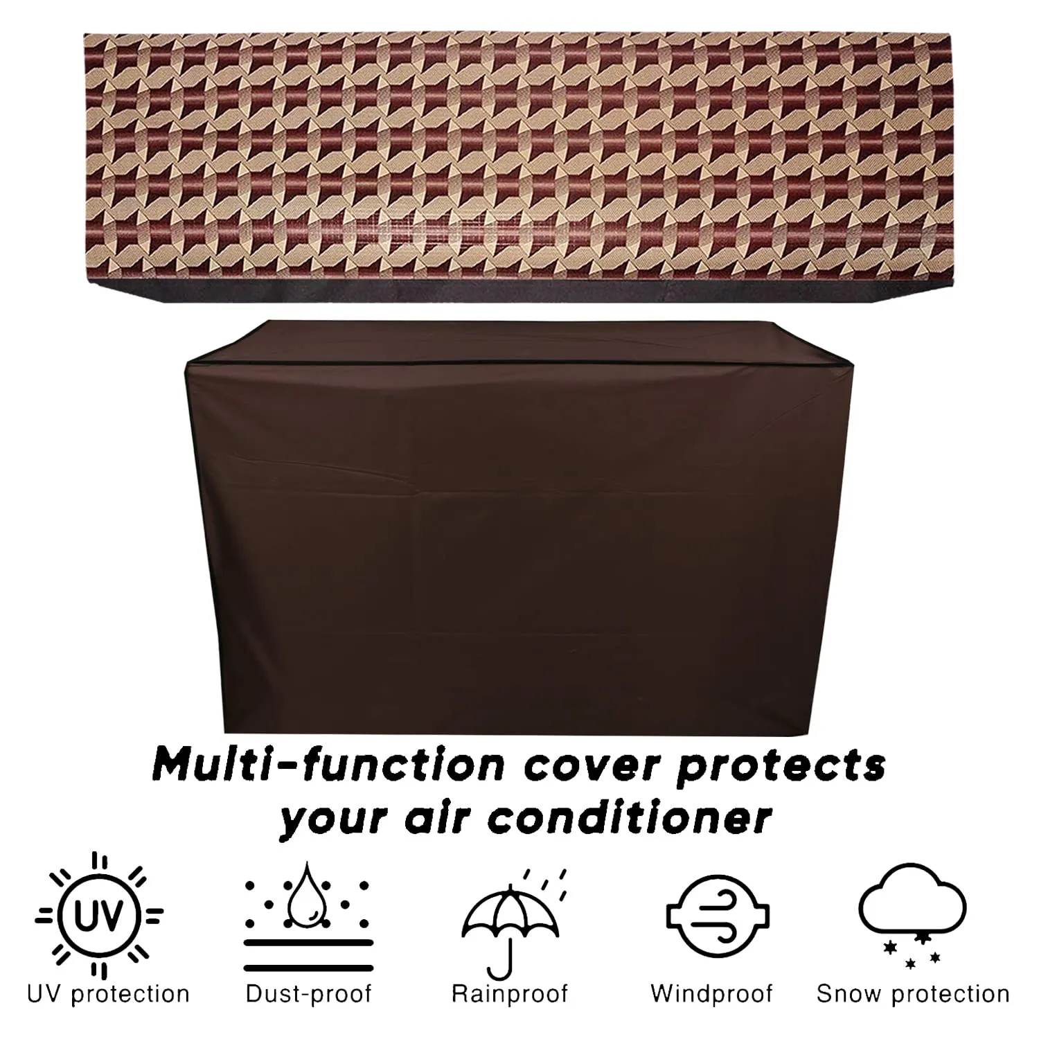 Kuber Industries PVC 2 Piece Indoor and Outdoor AC Cover Set - Brown