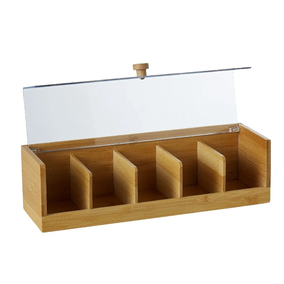 Leaf & Bean Bamboo Tea Box W/ Transparent Lid 36x13x10cm