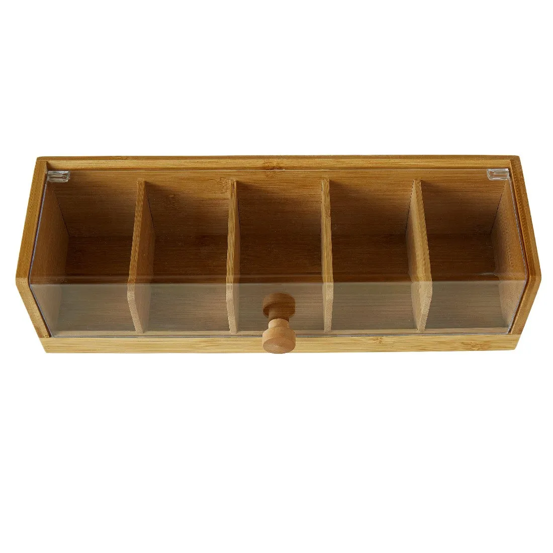 Leaf & Bean Bamboo Tea Box W/ Transparent Lid 36x13x10cm