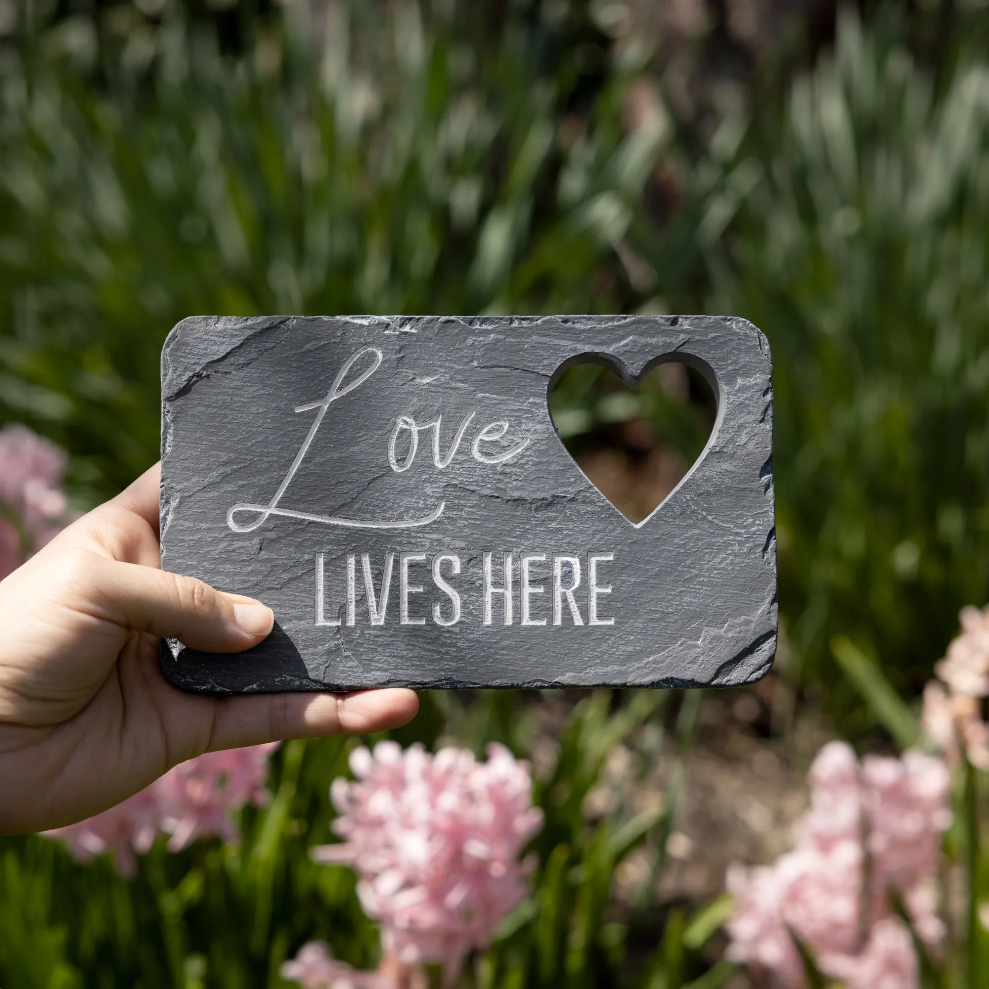 Love Lives Here 7" x 4.25" Garden Stone