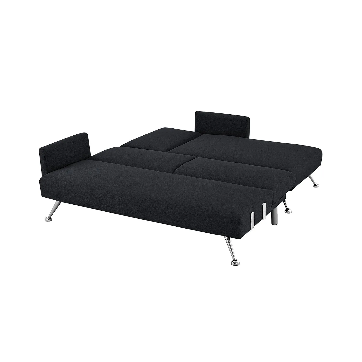 Merritt 3-Seater Chaise Sofa Bed with 3 Pillows - Black