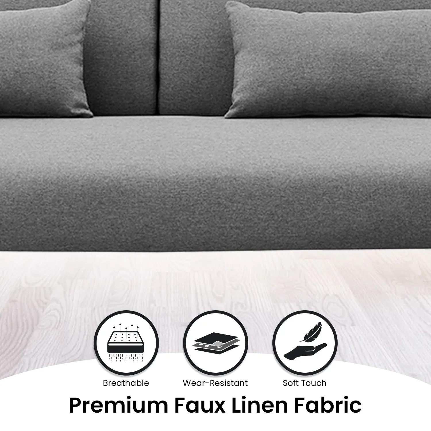 Merritt 3-Seater Chaise Sofa Bed with 3 Pillows - Dark Grey