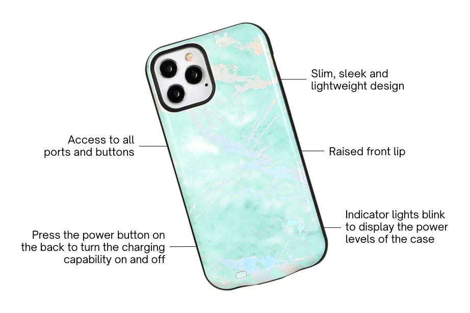 Mint Holo Marble Battery Case