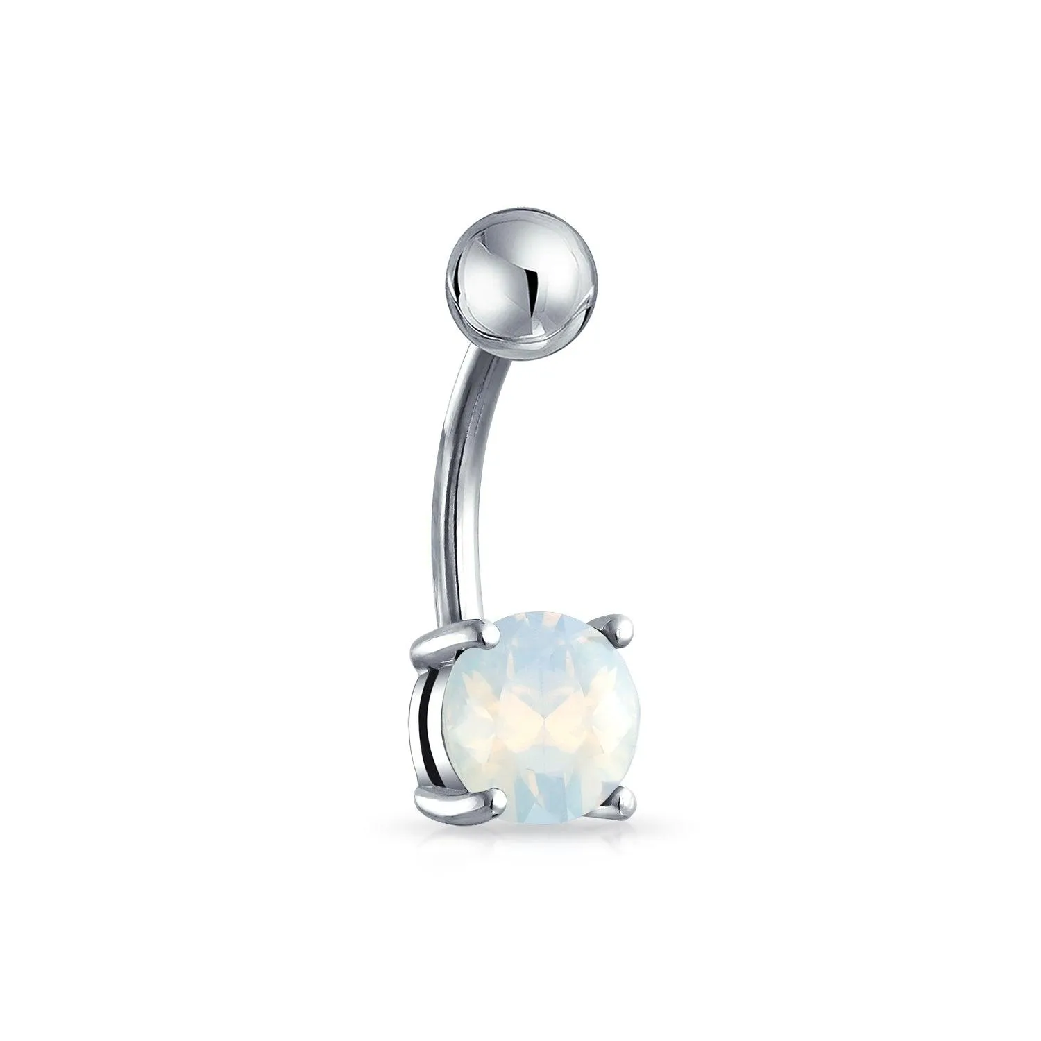 Opalescence Aurora Opalite & Blue Turquoise Belly Ring Silver Tone Steel