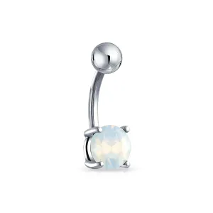 Opalescence Aurora Opalite & Blue Turquoise Belly Ring Silver Tone Steel