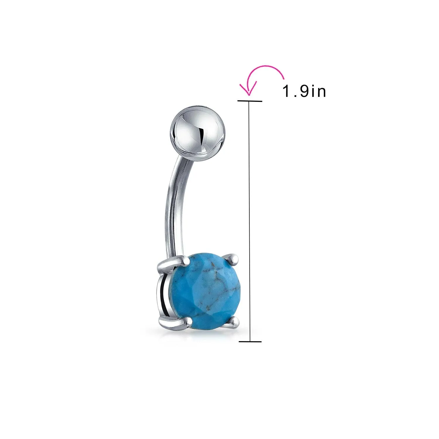 Opalescence Aurora Opalite & Blue Turquoise Belly Ring Silver Tone Steel