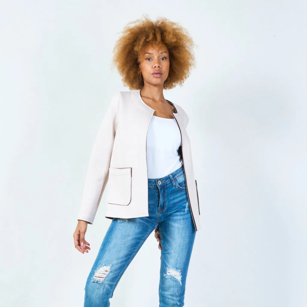 Open-front jacket with front pockets wholesale