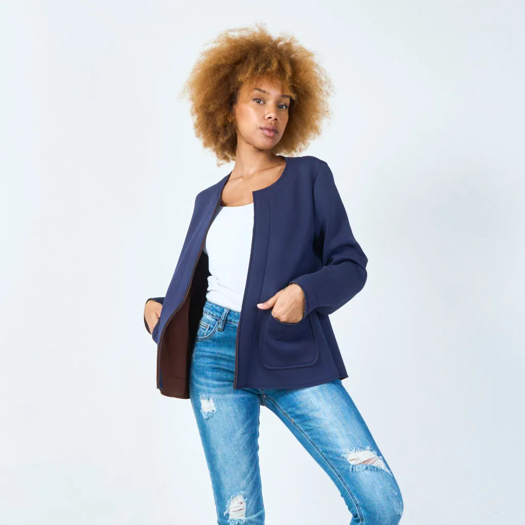 Open-front jacket with front pockets wholesale