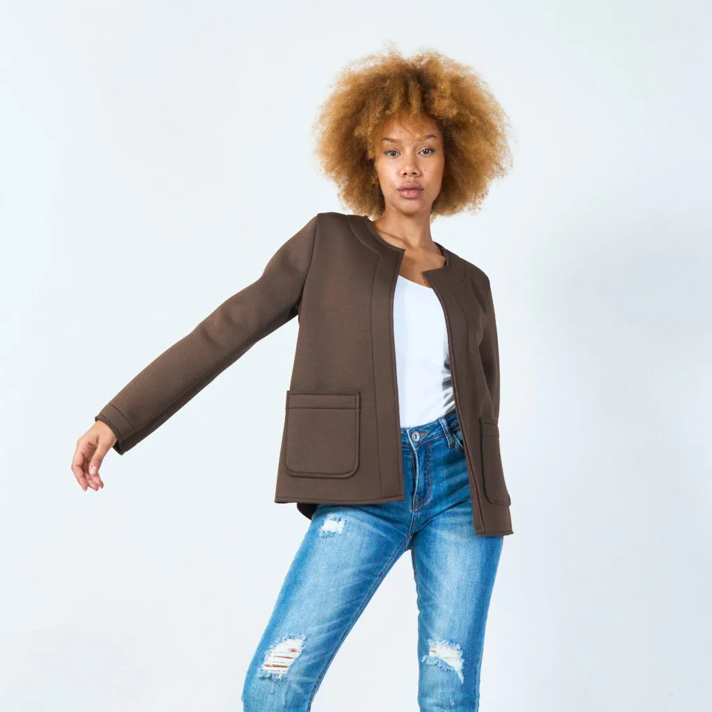 Open-front jacket with front pockets wholesale