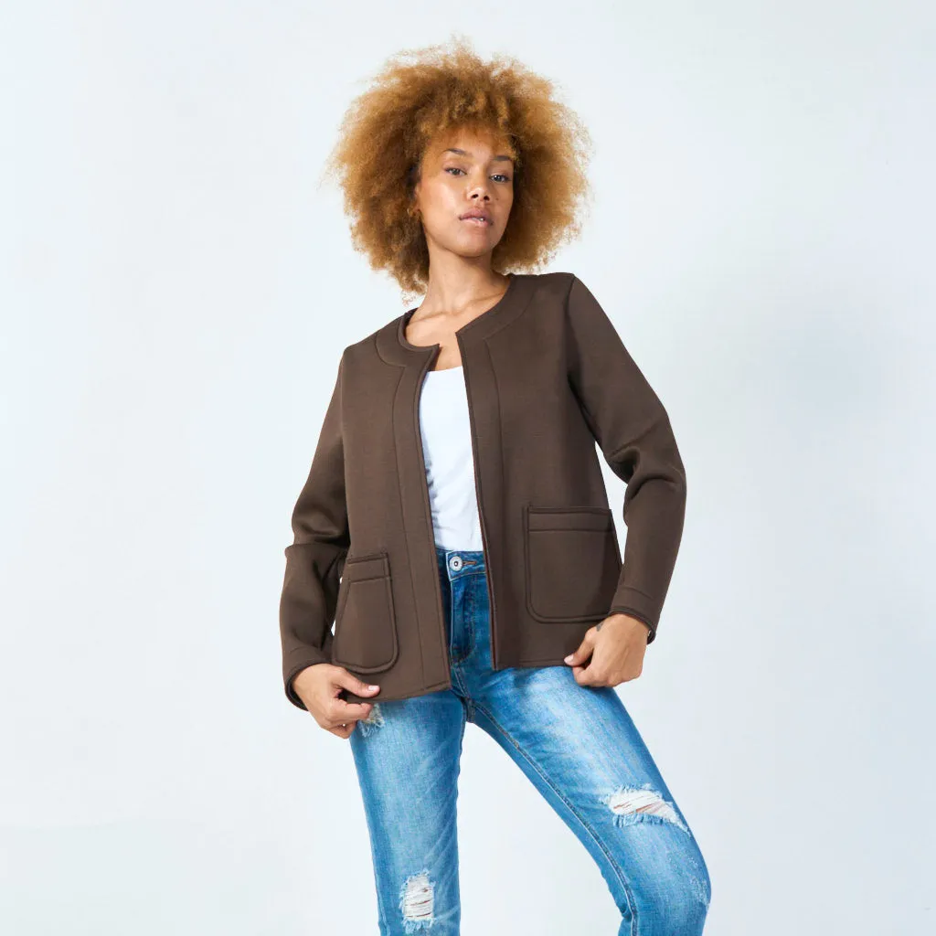 Open-front jacket with front pockets wholesale