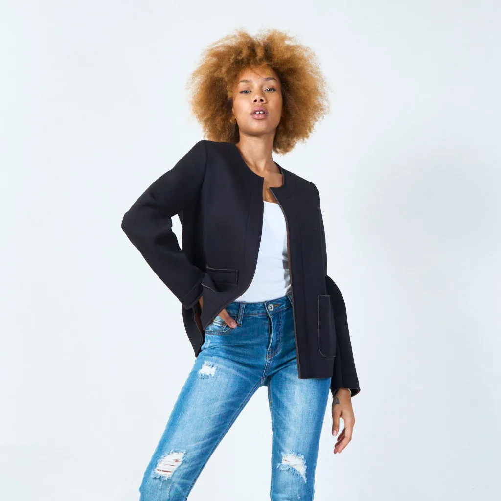 Open-front jacket with front pockets wholesale
