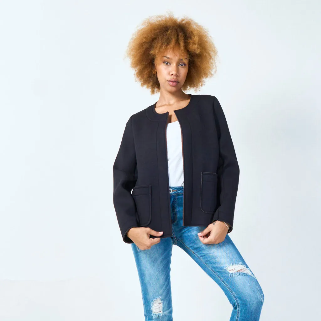 Open-front jacket with front pockets wholesale