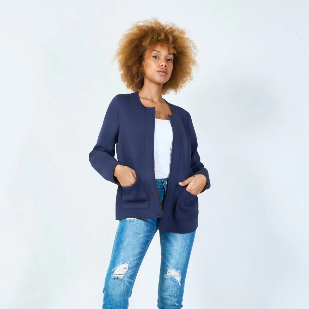 Open-front jacket with front pockets wholesale