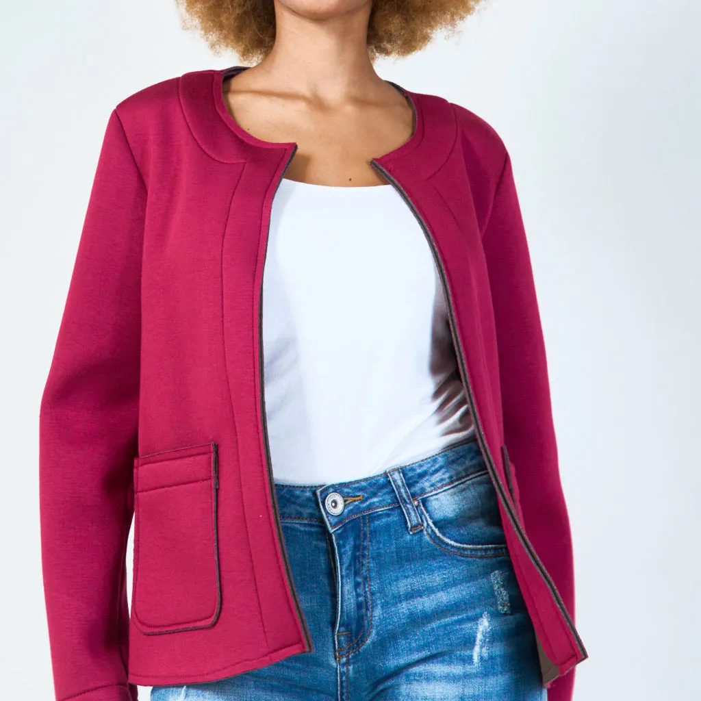 Open-front jacket with front pockets wholesale