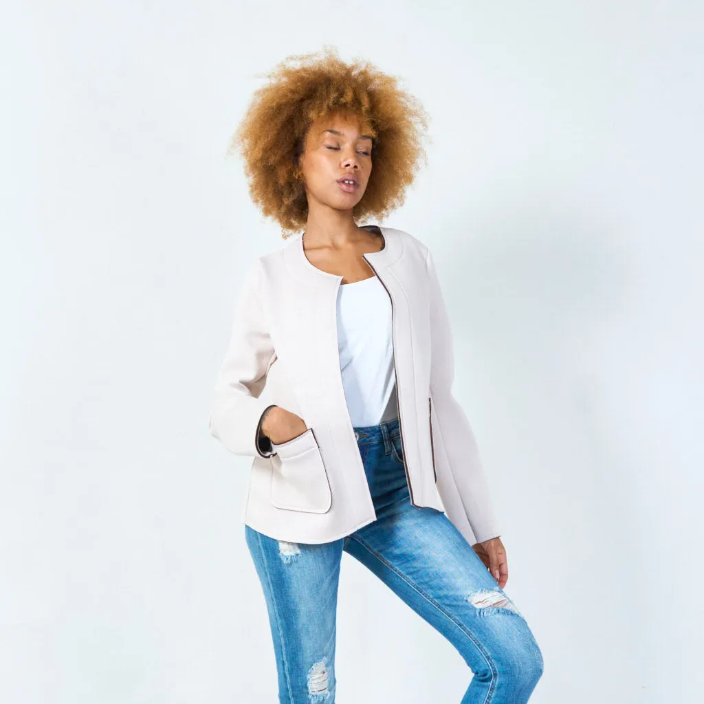 Open-front jacket with front pockets wholesale