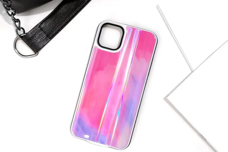 Pink Galaxy Laser Battery Case