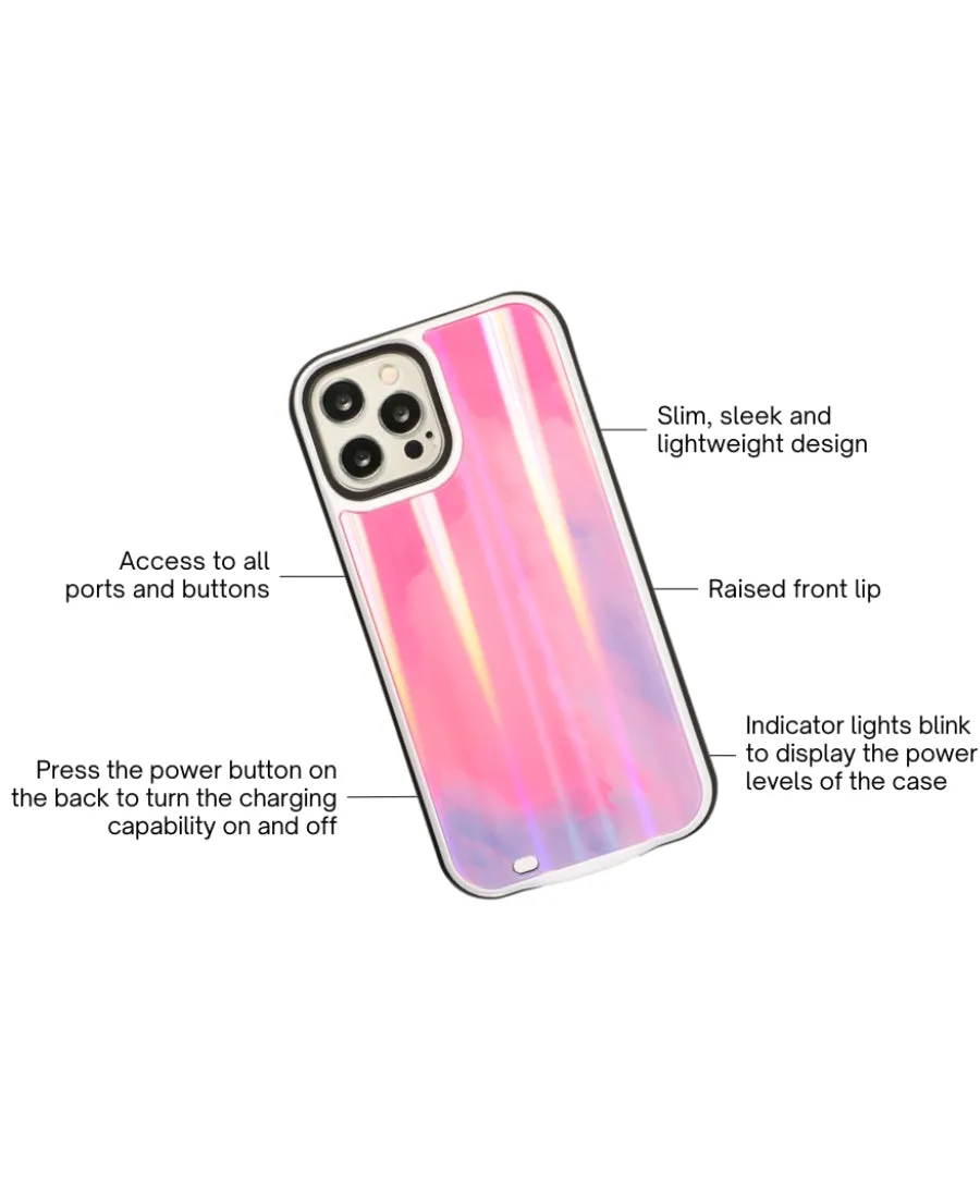 Pink Galaxy Laser Battery Case
