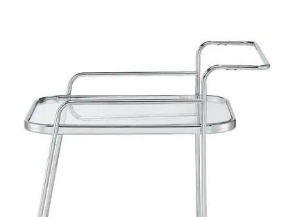 Rectangle 2 Tier Trolley with Glass Top in Metal in Nickel Finish