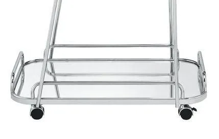 Rectangle 2 Tier Trolley with Glass Top in Metal in Nickel Finish